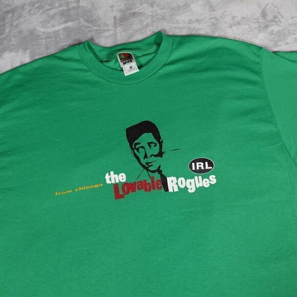 Vintage The Lovable Rogues Music Group T Shirt Mens 2XL Chicago Green Y2K - Picture 1 of 6